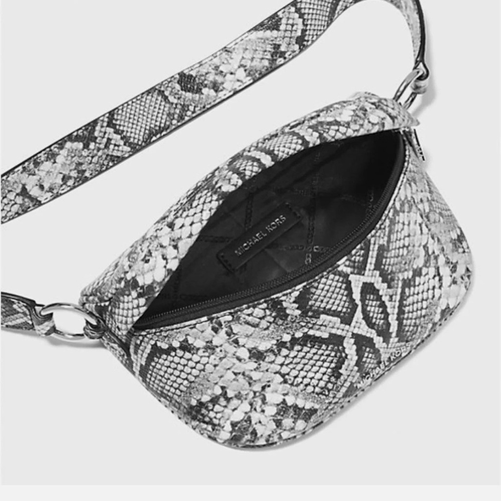 Michael Kors Black and Gray Snake Print Crossbody Bag